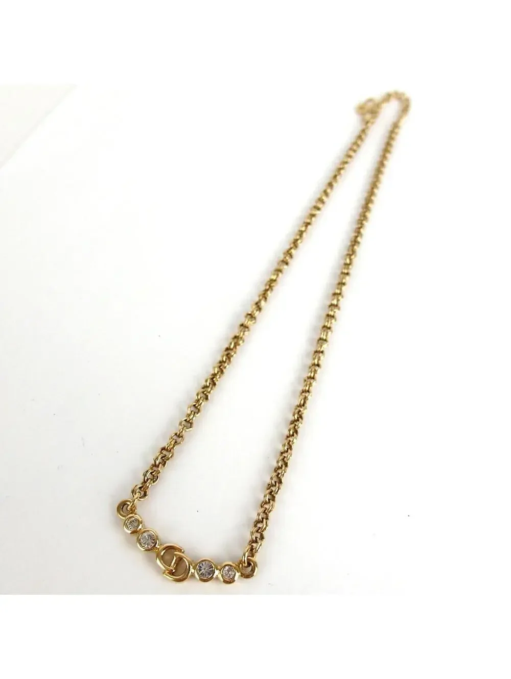 Authentic Christian Dior linestone necklace metal[Used] - Picture 2 of 9